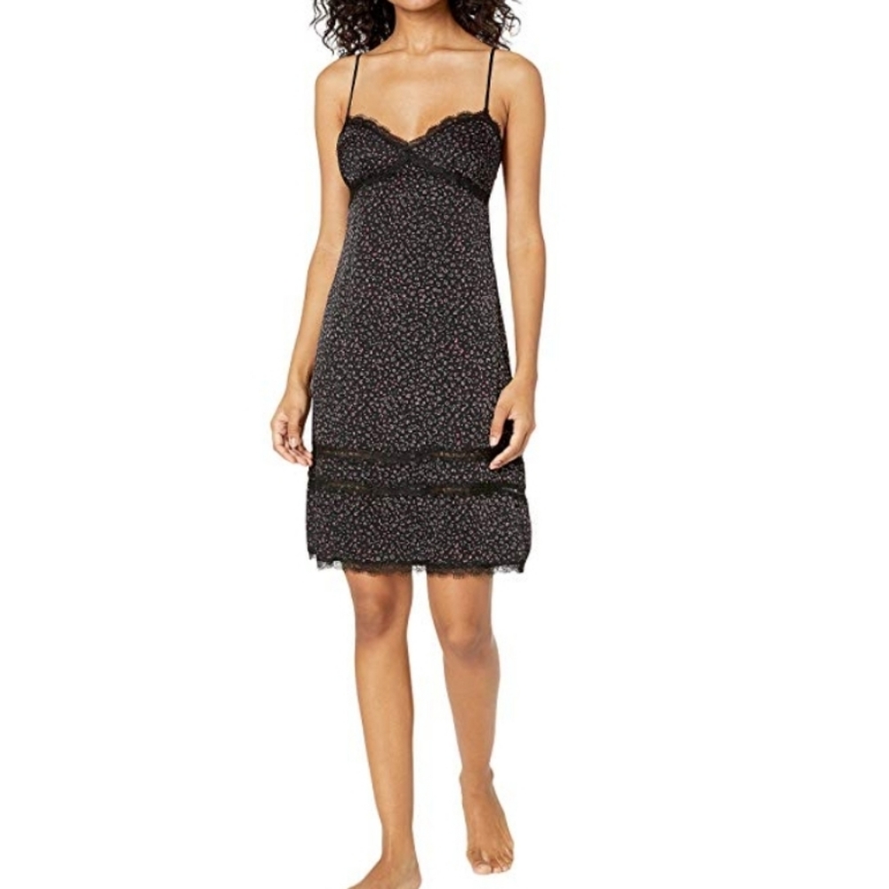 Kiki De Montparnasse Women's Stretch Silk Print Slip Dress - Black Red - Size 6 - Picture 2 of 4